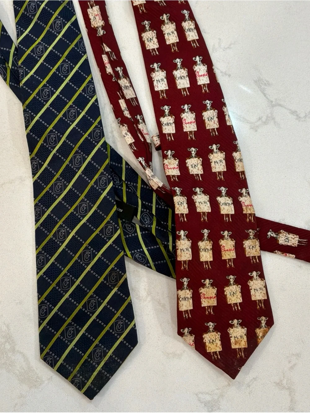 Lot of 2 Silk Chick Fil A Ties Burgundy and Blue
